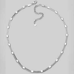 HILARIE SILVER TRIPLE BOX CHAIN NECKLACE